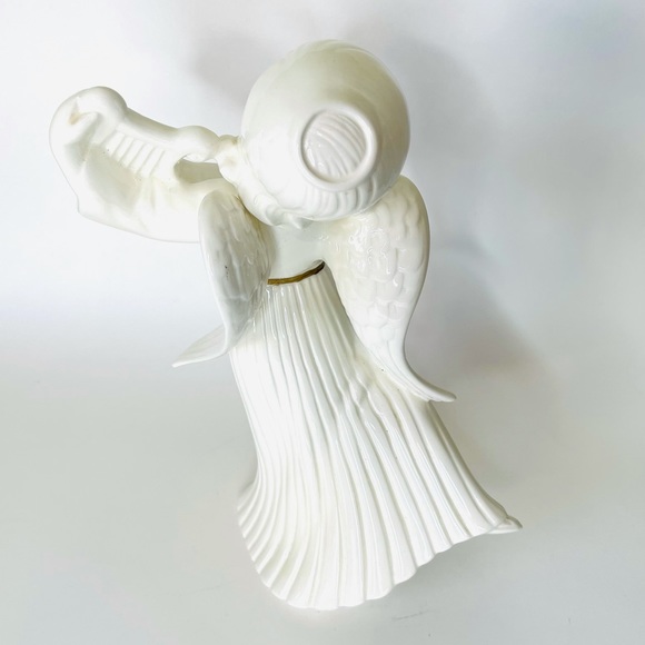 Vtg 1970's Ceramic Angel & Harp White 12" - Picture 3 of 5
